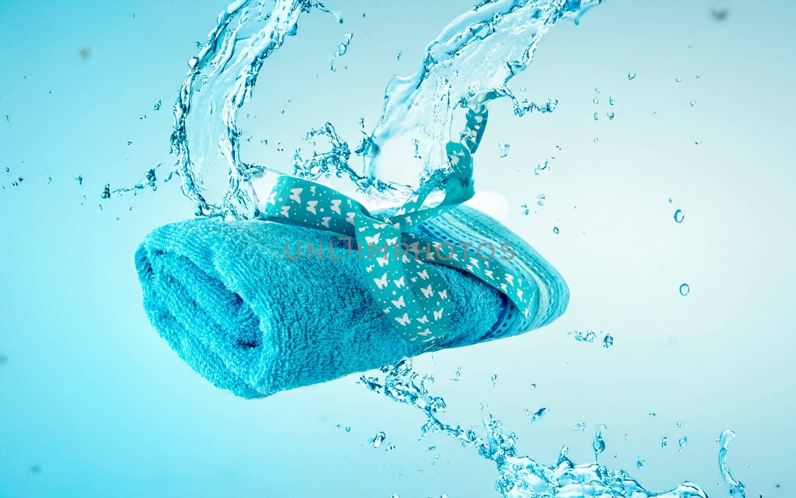 rolled sauna towel isolated on white background