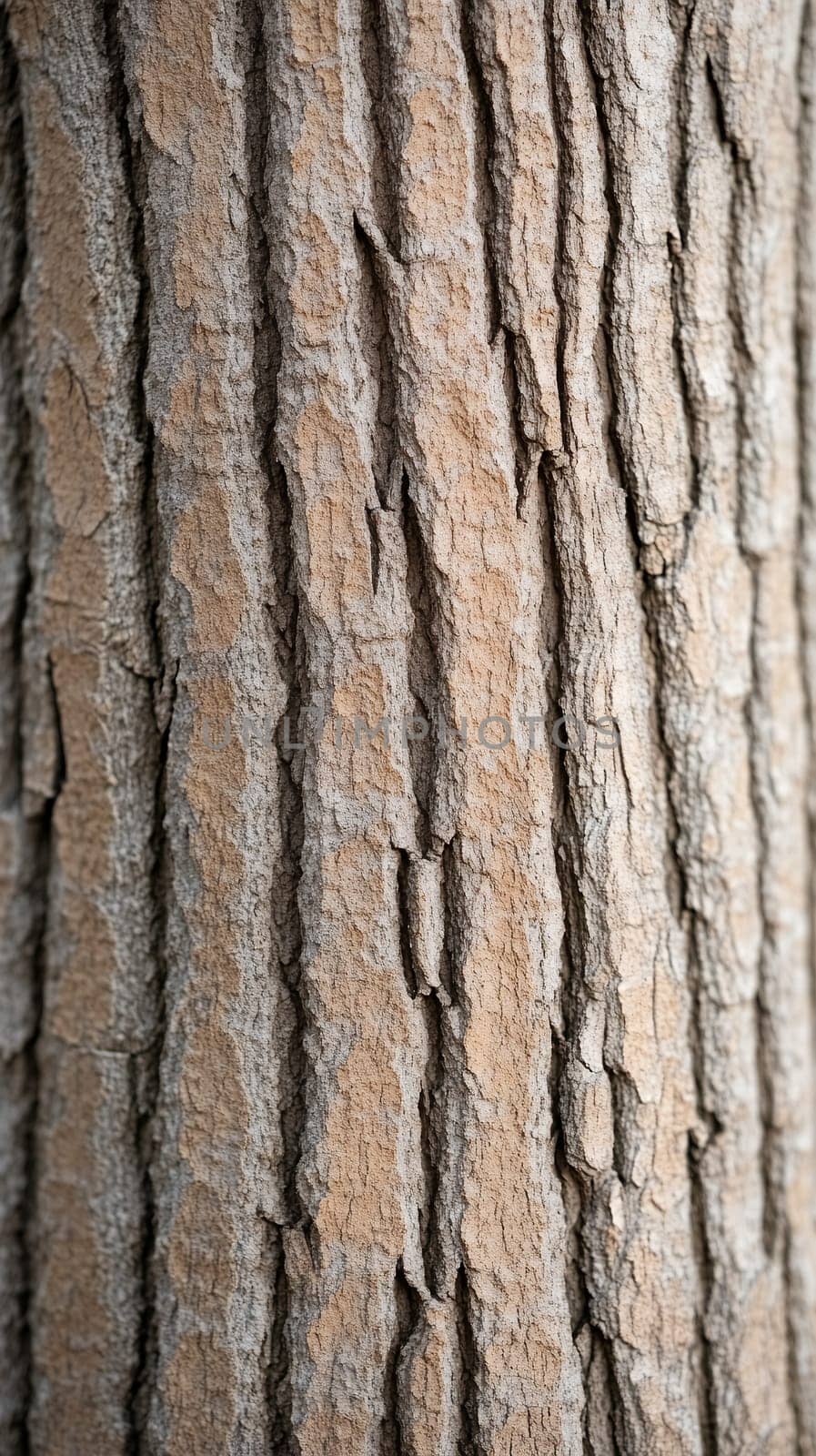 Detailed close up of a tree's rough bark, highlighting the textures and patterns of nature's artistry.