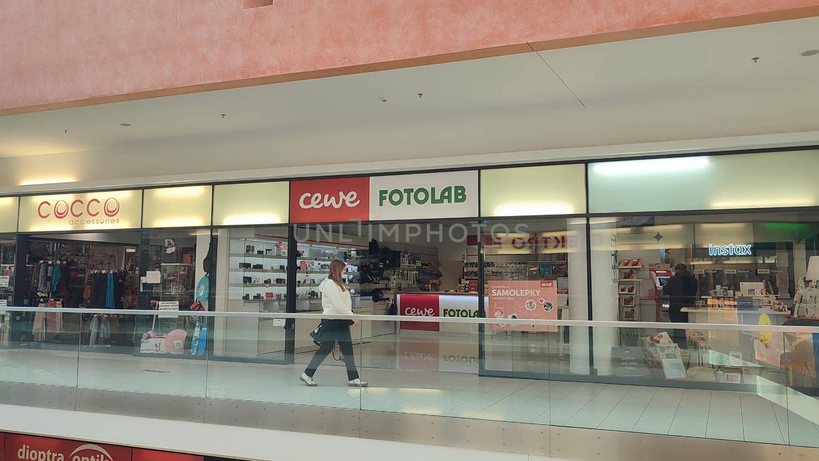 October 22 2024 Hradec Kralove, Czech Republic Europe, Kralov region, Kralovehradecky kraj, shopping mall, Fotolab store commercial building. High quality photo