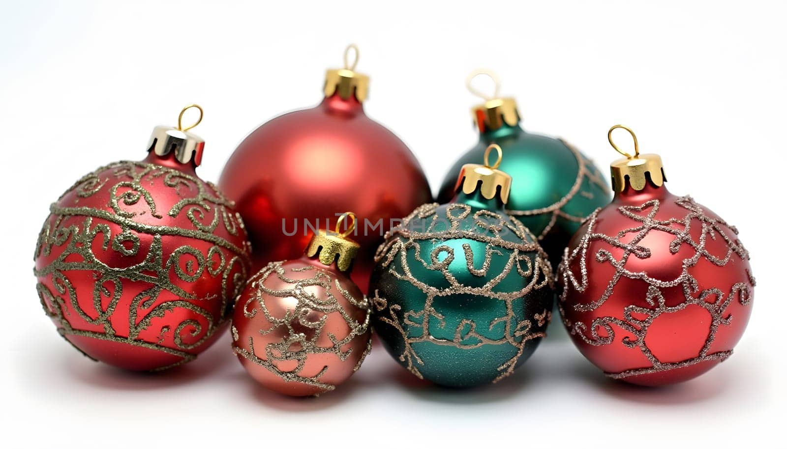 A collection of colorful Christmas baubles in various sizes, fully isolated to showcase their patterns and textures. Perfect for festive decor and holiday themes