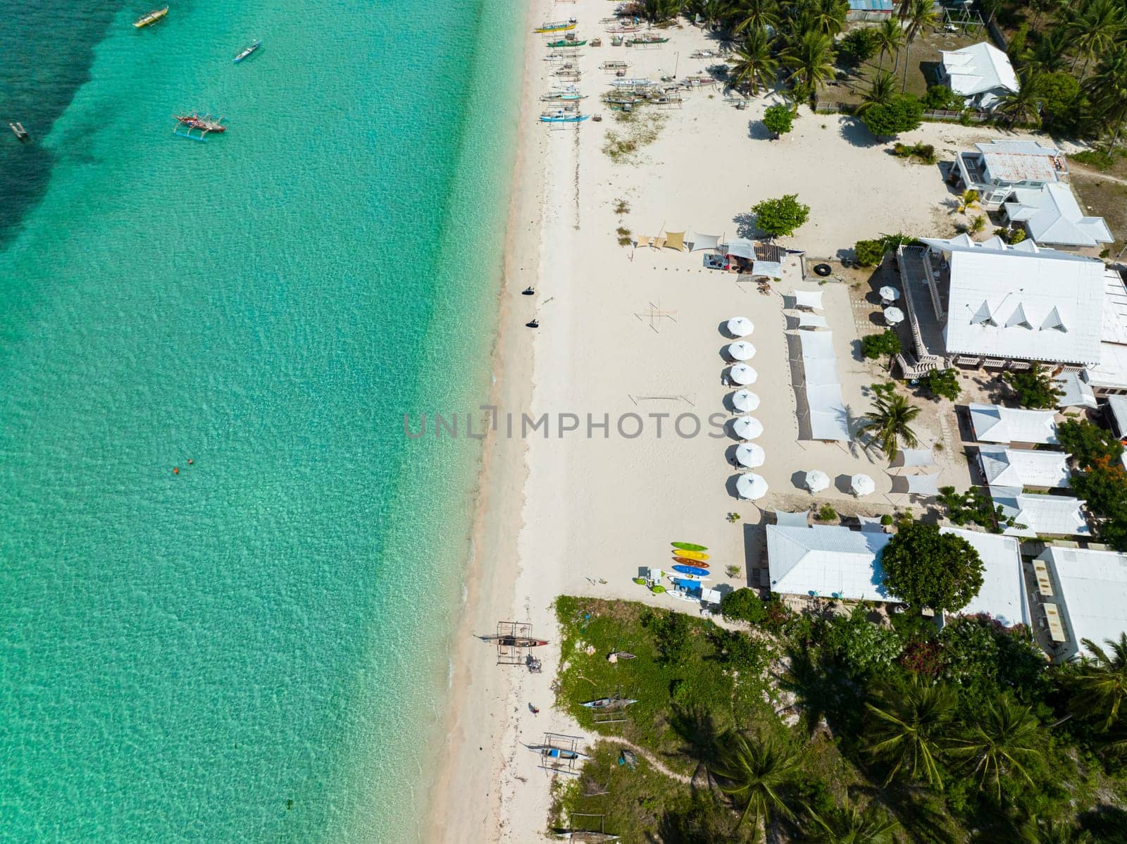 Beautiful beach with palm trees in the tropics. Bantayan island, Philippines.