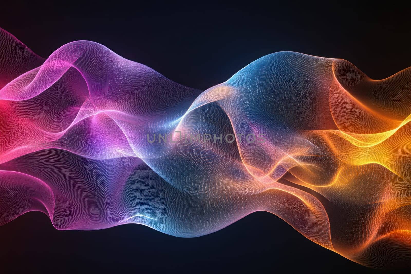 Smooth elegant gradient mesh flowing, forming abstract wave shape against dark background