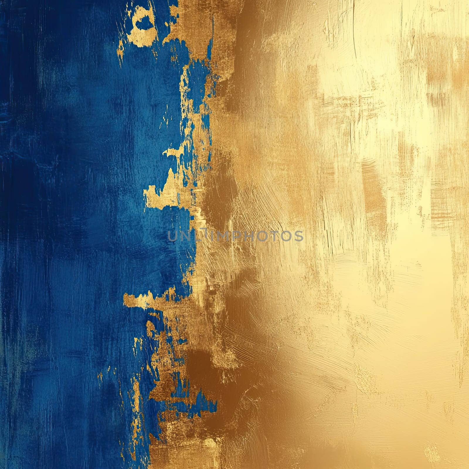 Rich blue meets radiant gold in an artistic composition, showcasing a textured background that inspires feelings of luxury and depth. The contrasting colors create a striking visual.