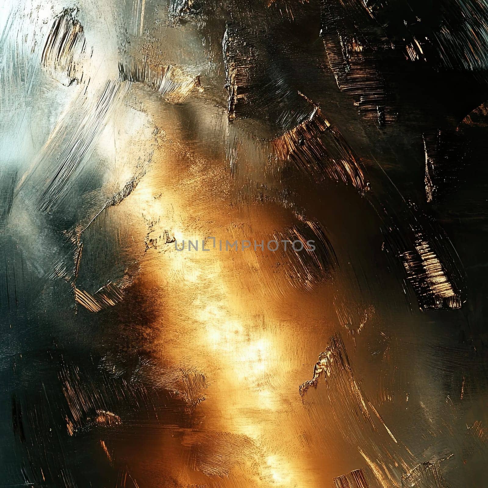 A radiant golden light bursts through a textured dark backdrop, creating an engaging contrast that captures attention. The interplay of colors offers a mesmerizing visual experience.