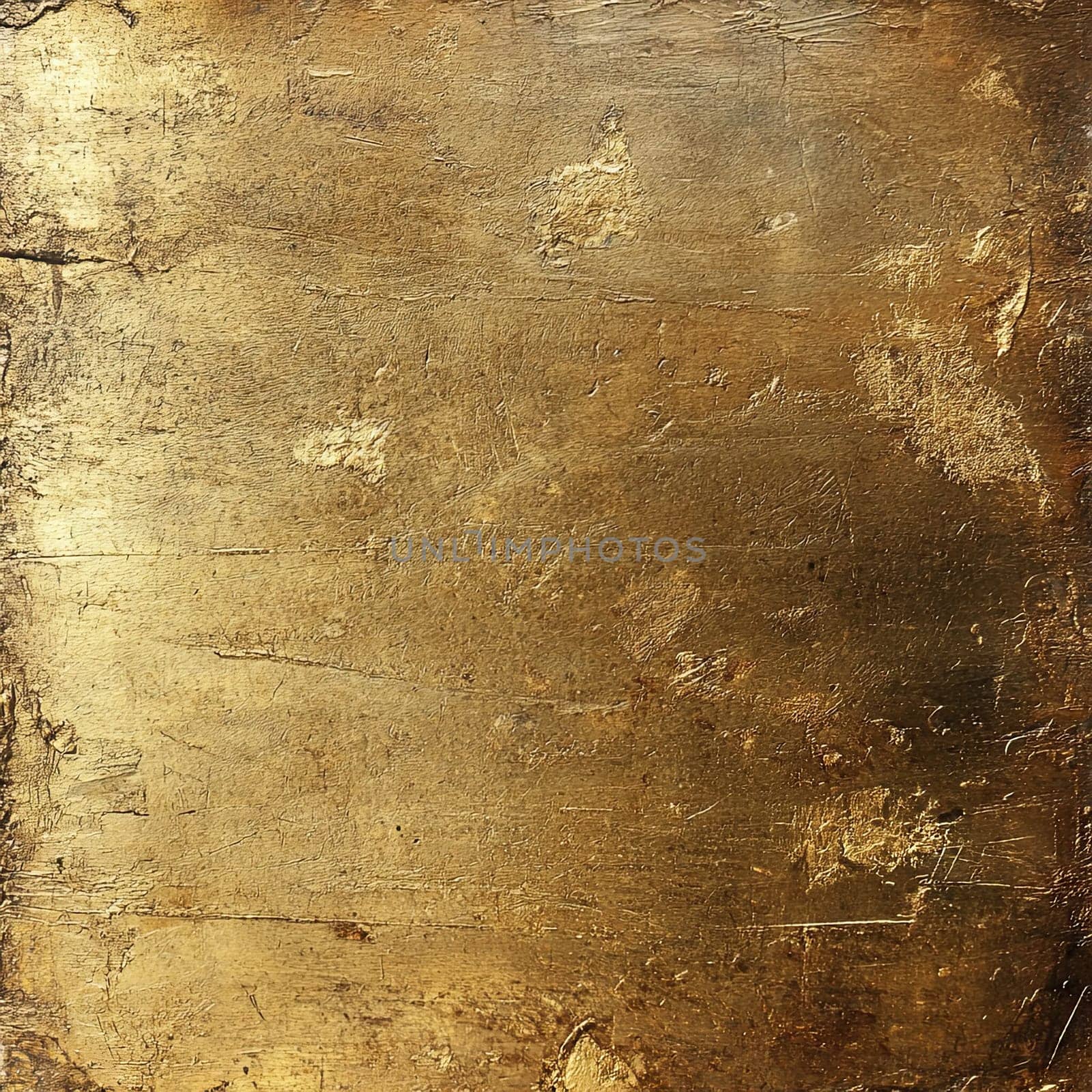 The surface showcases an aged gold finish with intricate textures, capturing light beautifully and exuding a vintage charm ideal for artistic applications.