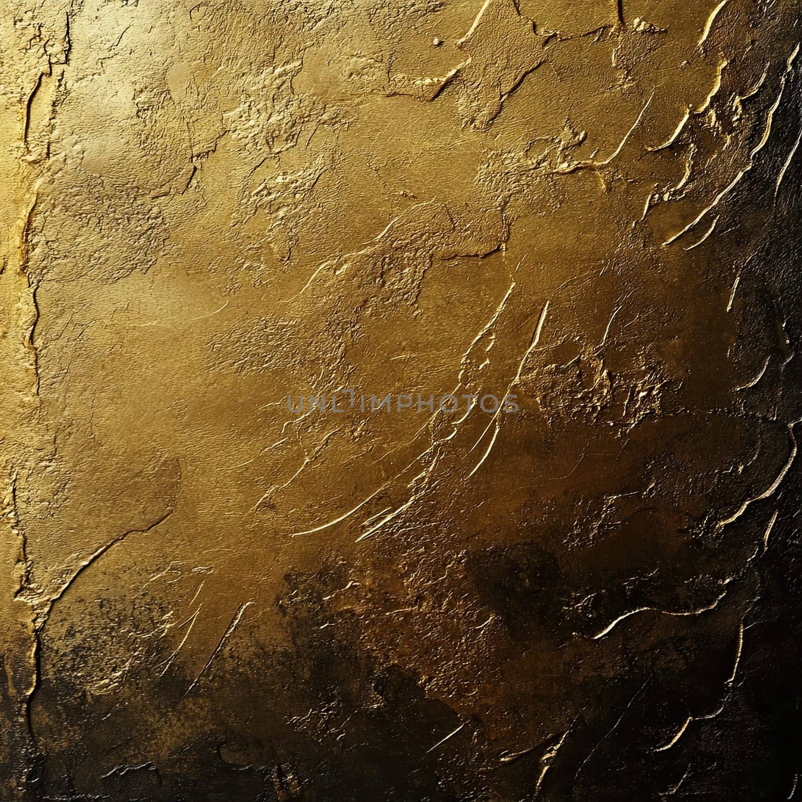 A dynamic golden surface showcases intricate textures and patterns that catch and reflect light, creating a striking visual effect.
