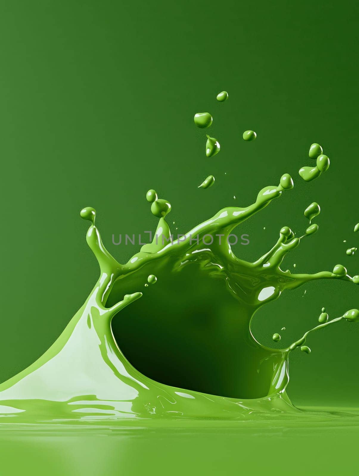 vivid green juice splash frozen in motion creates dynamic visual impact.