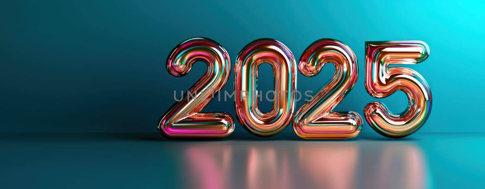 vibrant and modern representation of year 2025 in metallic colors.