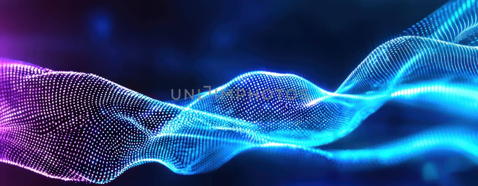 Digital wave illustration with vibrant blue and purple colors.