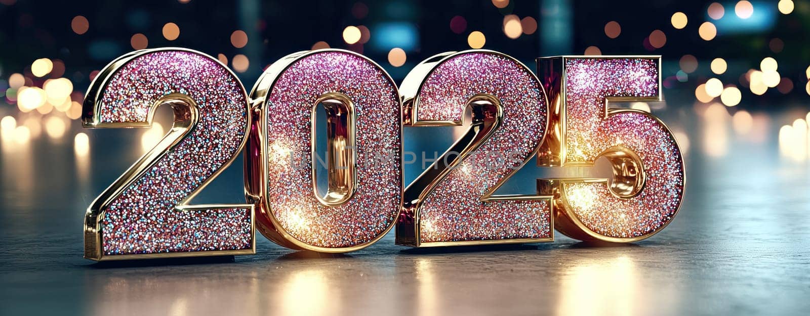 Glittering numbers 2025 shine brightly, symbolizing celebration and new beginnings.