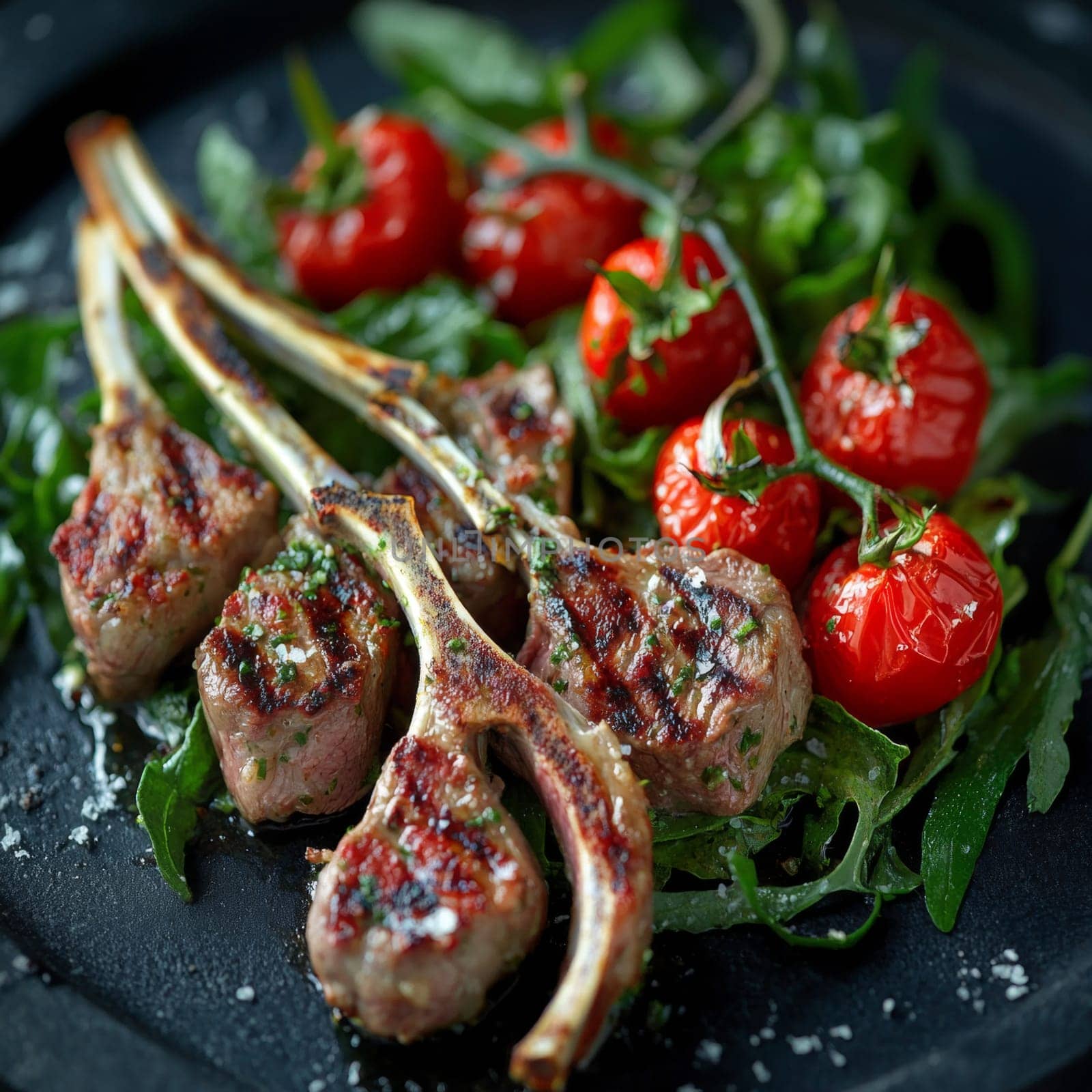 Grilled ribs on a plate. High quality photo