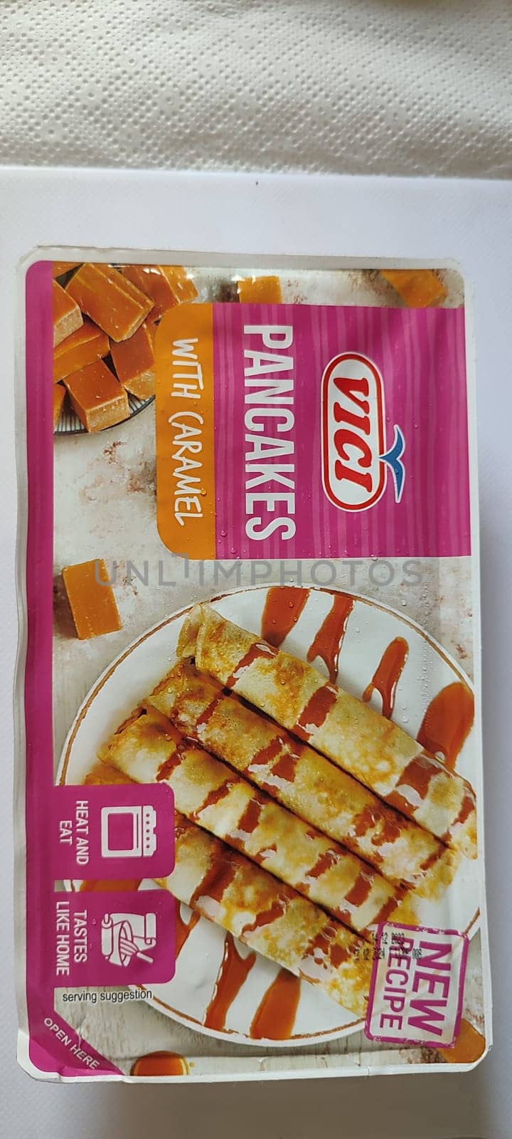November 5 2024 Beer-Sheva city Israel, grocery store, Vici brand, pancakes with caramel and chocolate filling, food. High quality photo