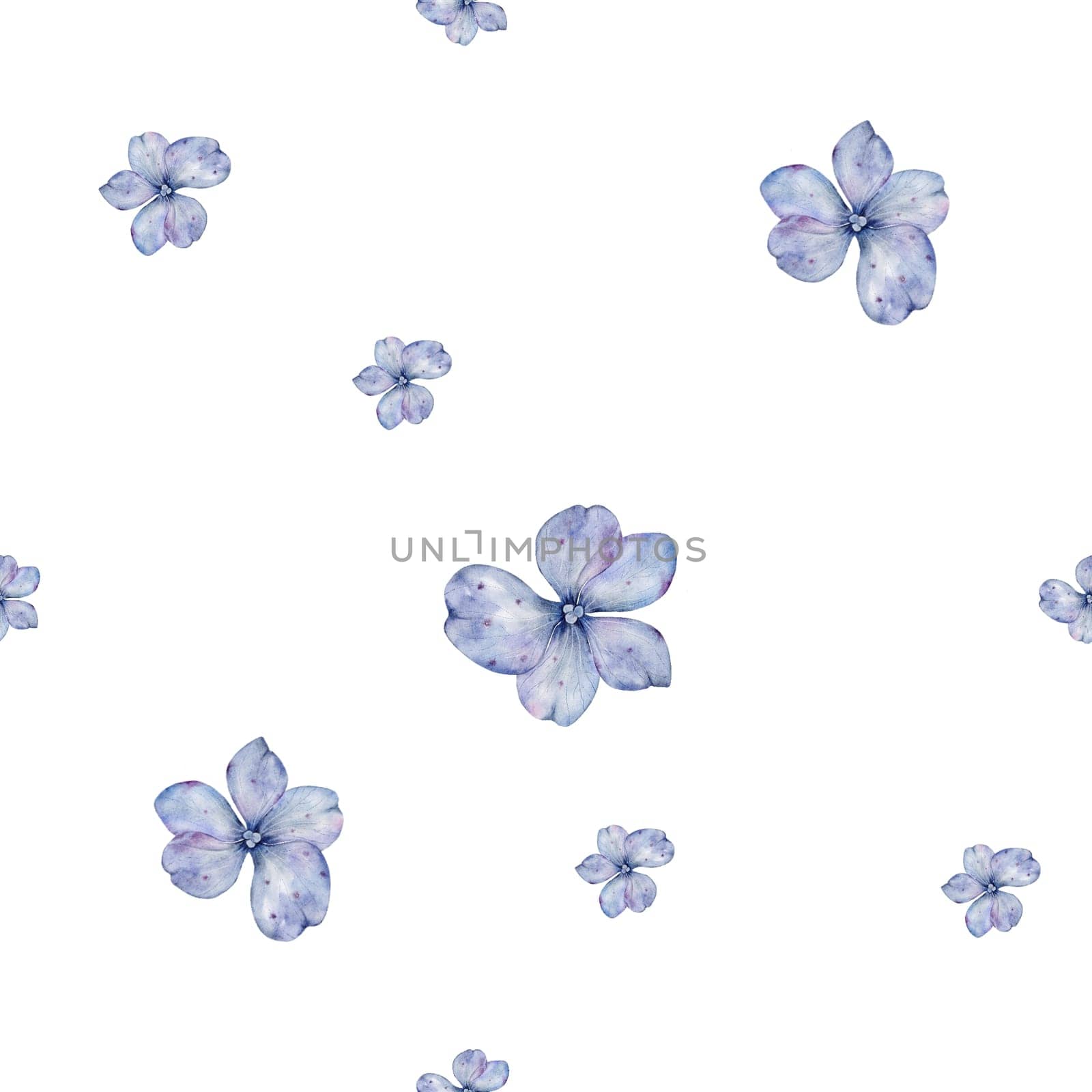 Floral seamless pattern. Hand drawn elegant blue flowers on white background. Floral illustration. Ideal for printing on fabrics, wrapping paper and cosmetics. High quality illustration