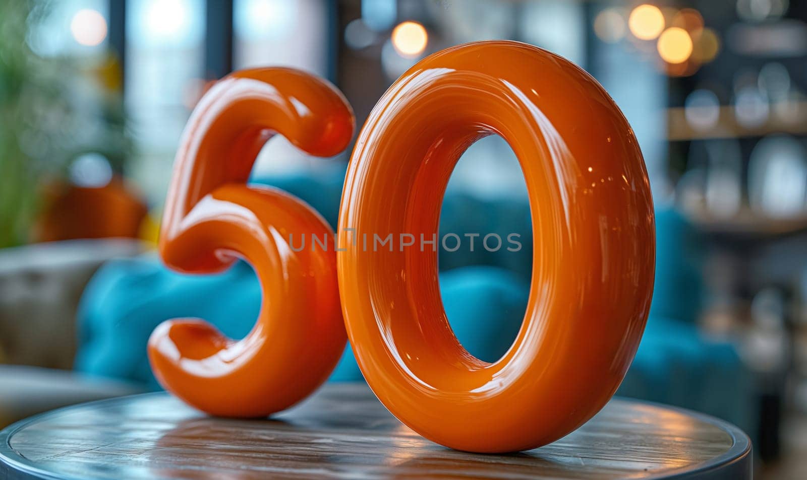 Number 50 on an blurred background. Selective focus.