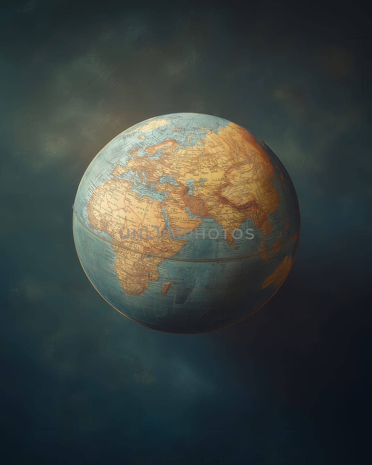 3D globe on a blurred background. Selective focus.