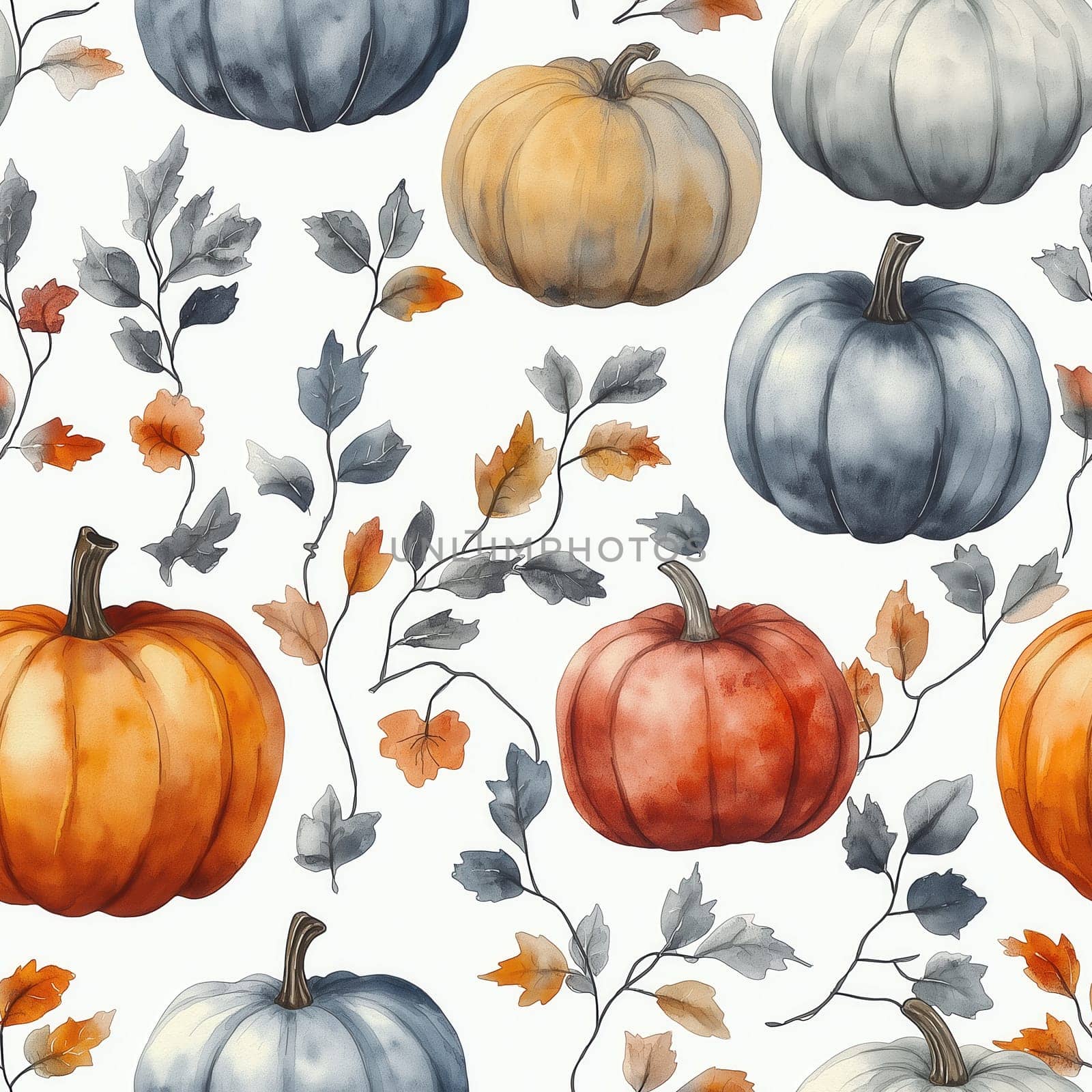 Seamless pattern for Halloween, pumpkins white background. Selective focus.