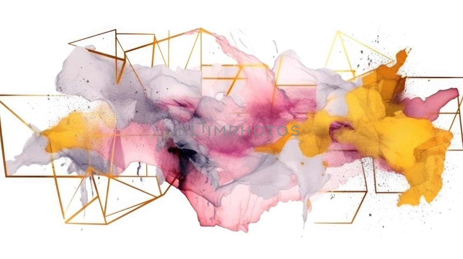 Abstract watercolor artwork mixed with buzzy geometric shapes by biancoblue