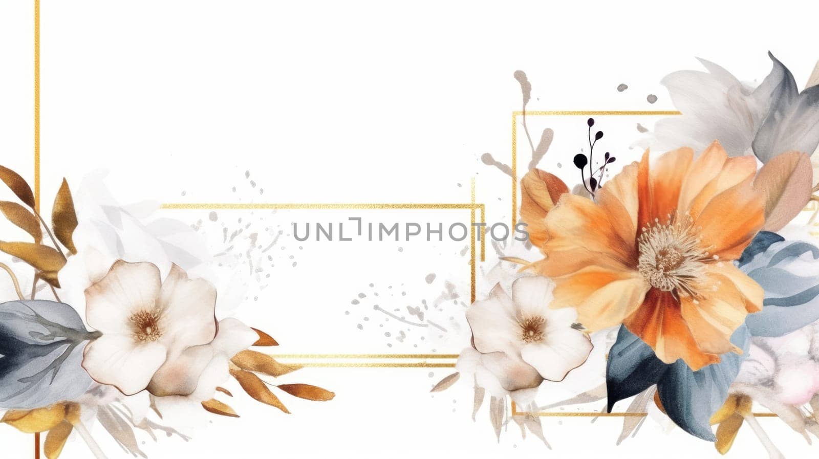 Watercolor abstract design for background of wedding or buzzy social media banner on white background generative AI