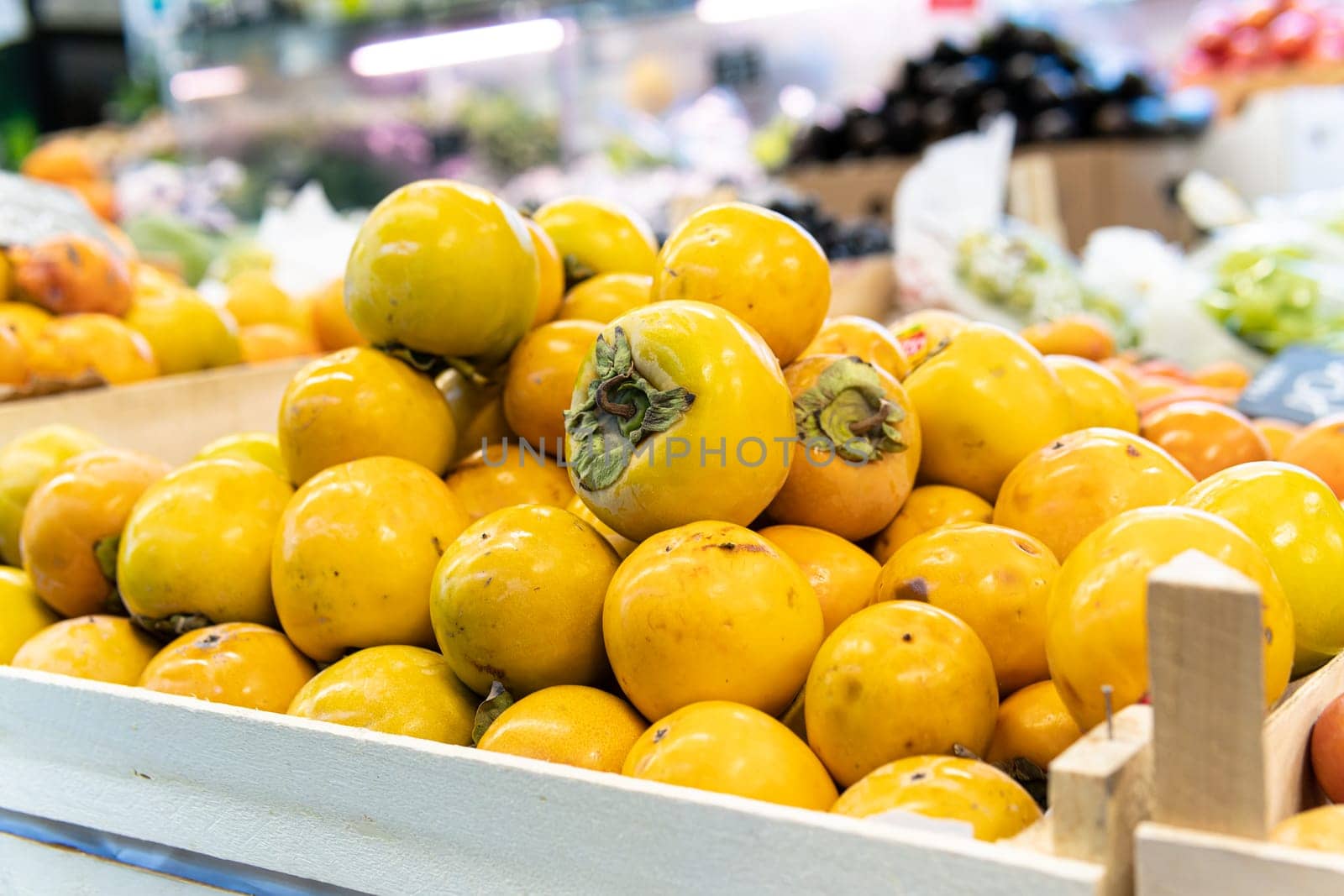 persimmon food fresh green vegetarian harvest market fruit vegetable juicy raw health organic