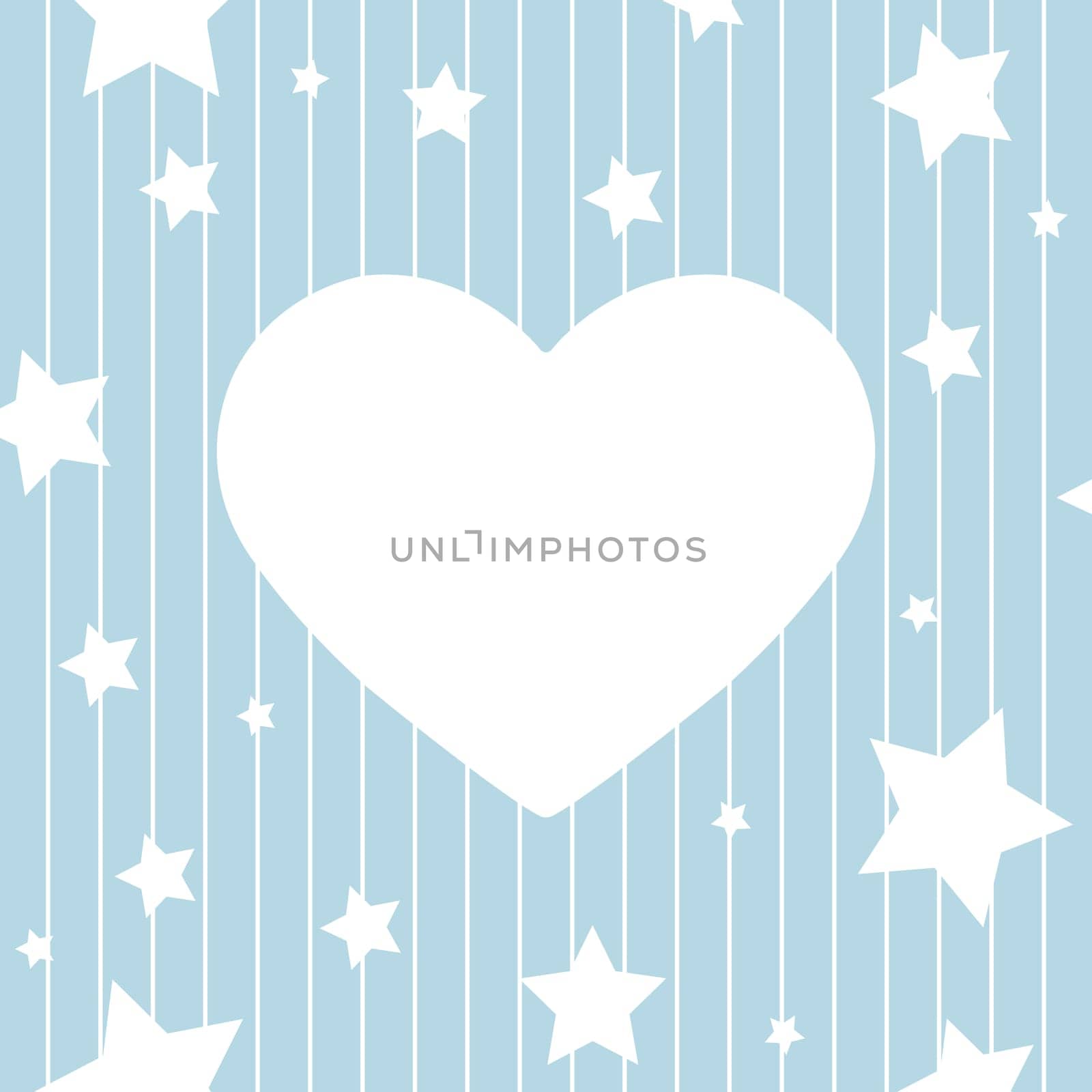 Editable background with a heart in the center for text, photography or illustration, and stars for congratulations, cards, banners and creative designs. Flat style