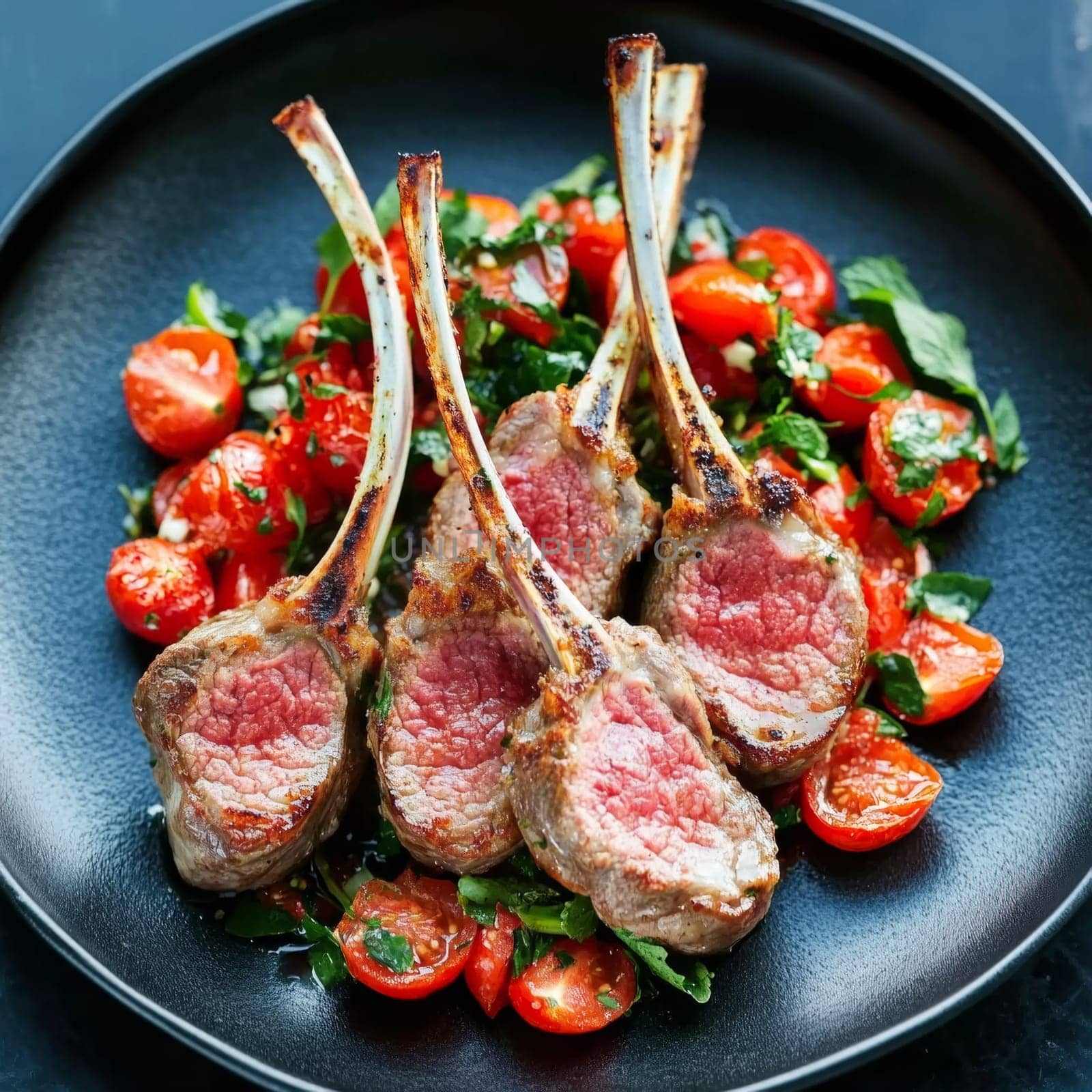 Grilled ribs on a plate. High quality photo