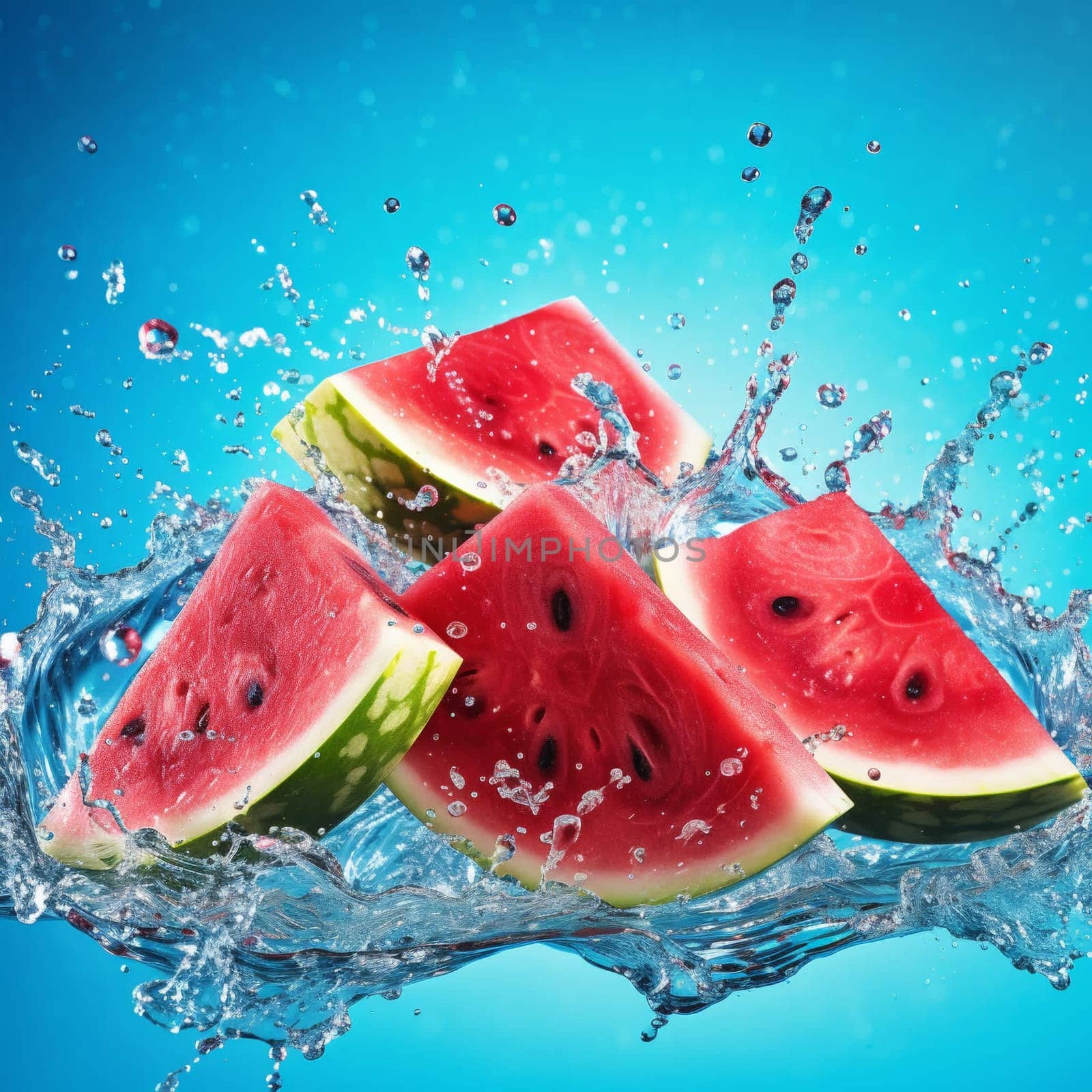 Slices of juicy ripe watermelon in water. High quality photo