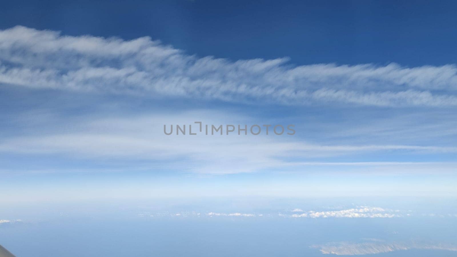 background blue sky white clouds, air atmosphere weather nature. High quality photo