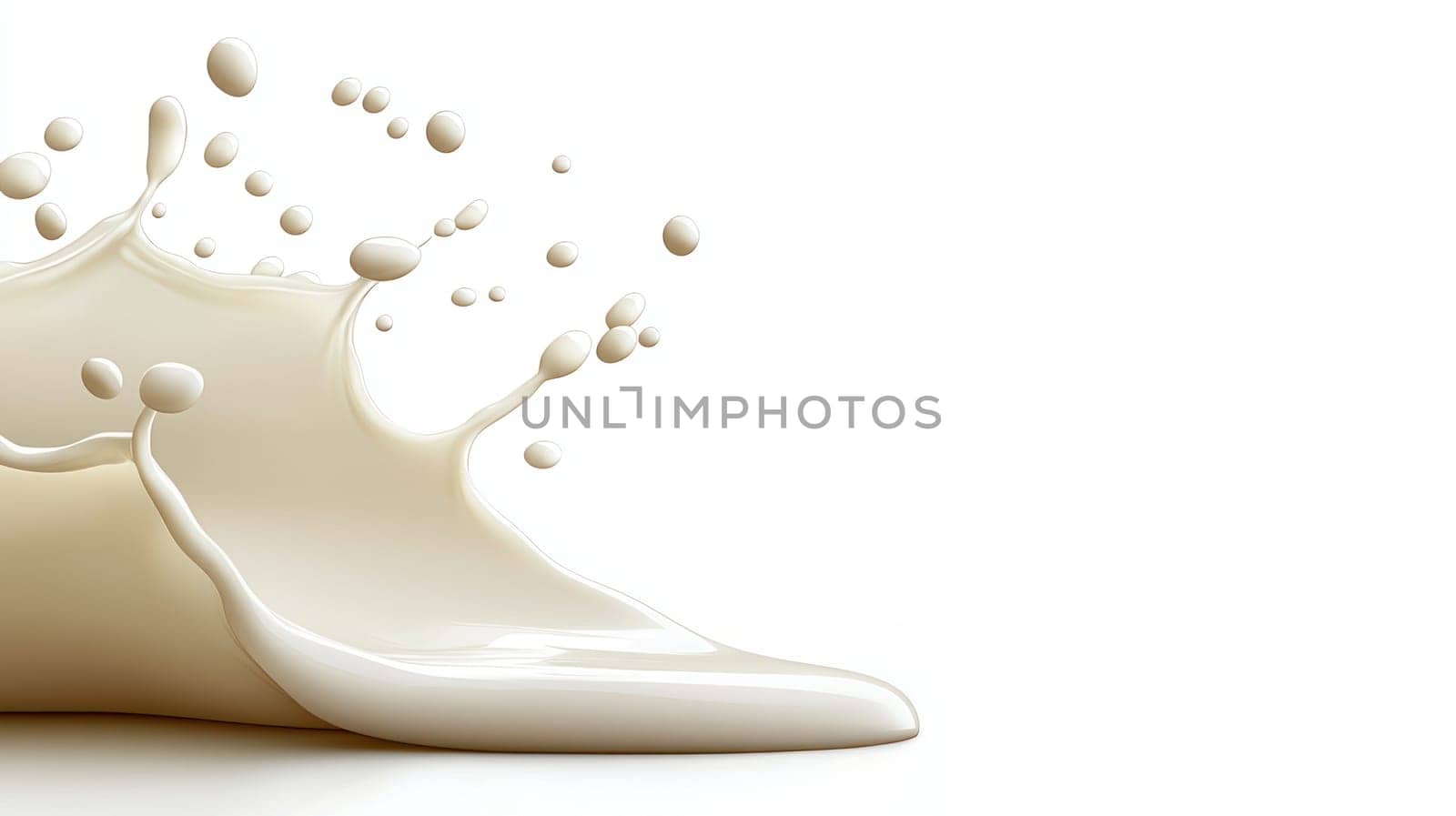 Creamy milk splash curving gracefully in mid air, creating dynamic scene.