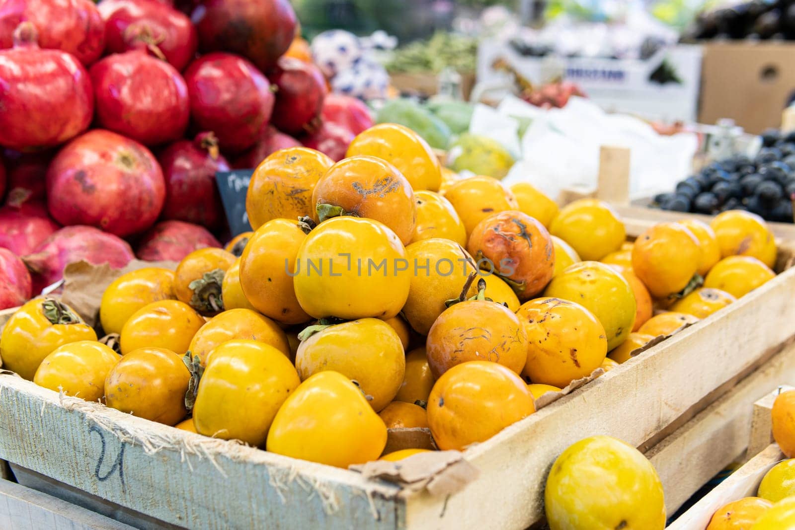 food green raw health persimmon fruit market vegetarian organic vegetable juicy fresh harvest