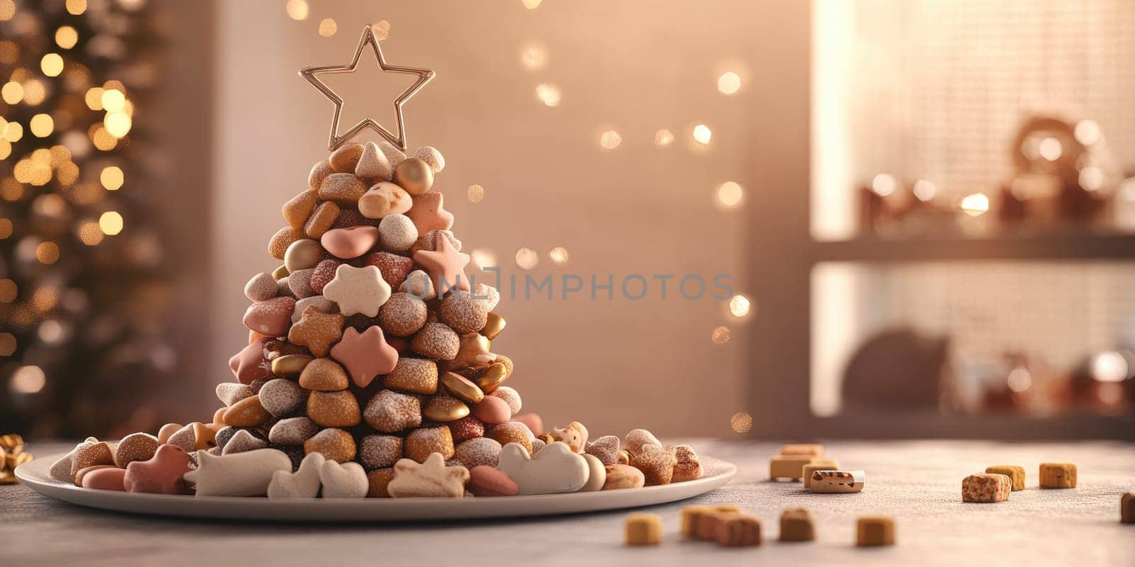 Festive pet-themed christmas tree arrangement with holiday treats for a cozy celebration.