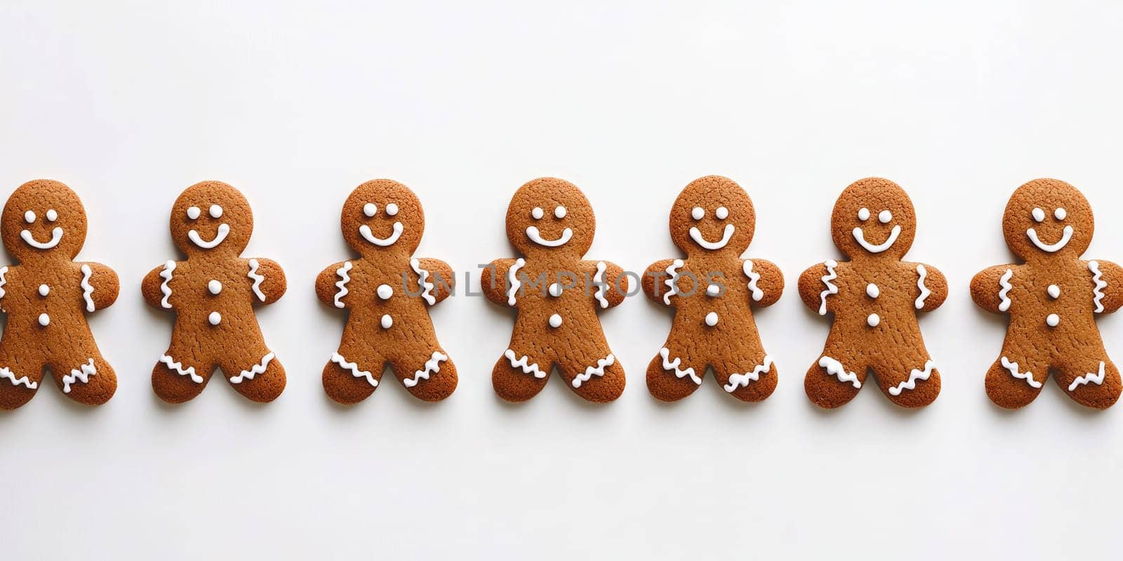 Festive gingerbread cookies neatly aligned for christmas celebration and holiday baking inspiration.