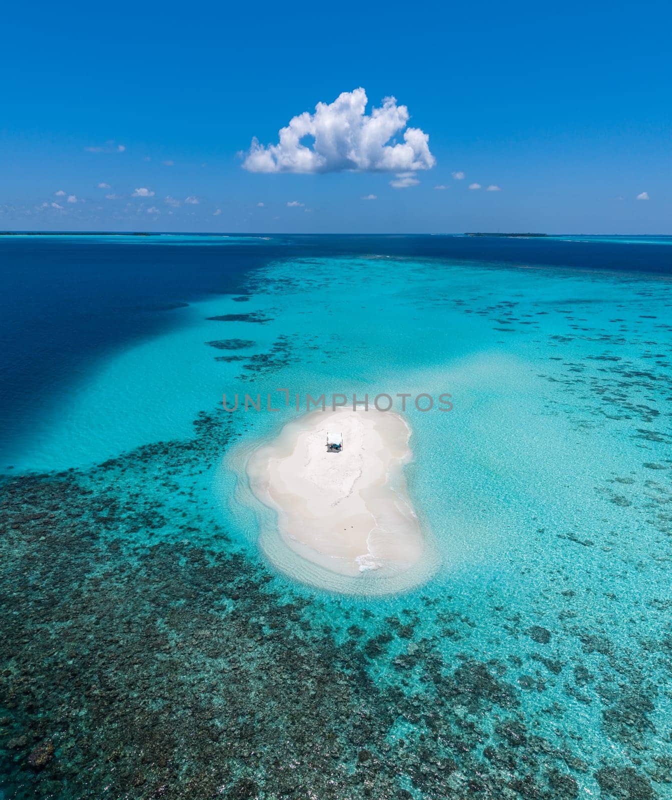 Sandbank experience with picnic in Gaafu Dhaalu Atoll Maguhdhuvaa Island, Maldives. High quality photo