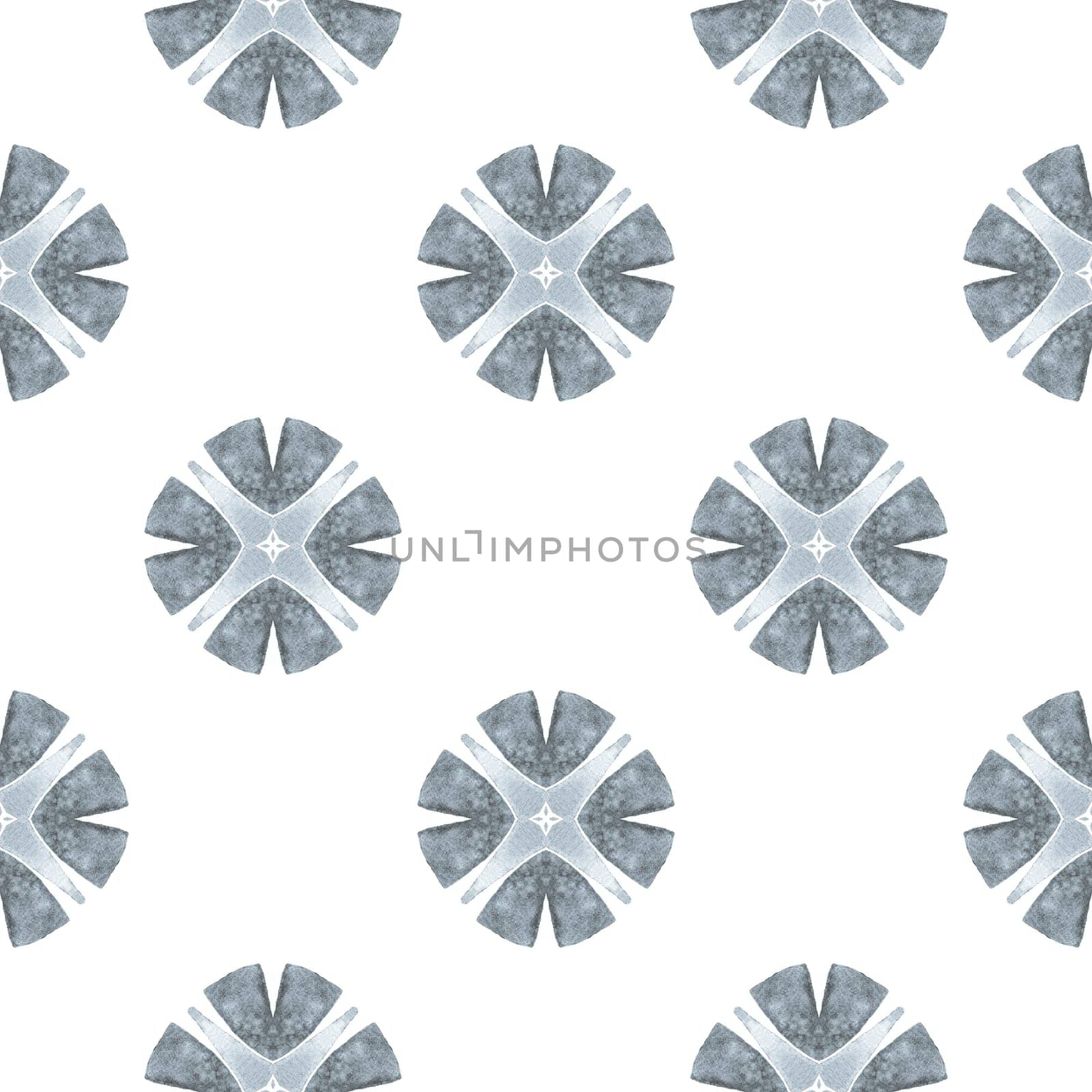 Tiled watercolor background. Black and white uncommon boho chic summer design. Textile ready immaculate print, swimwear fabric, wallpaper, wrapping. Hand painted tiled watercolor border.