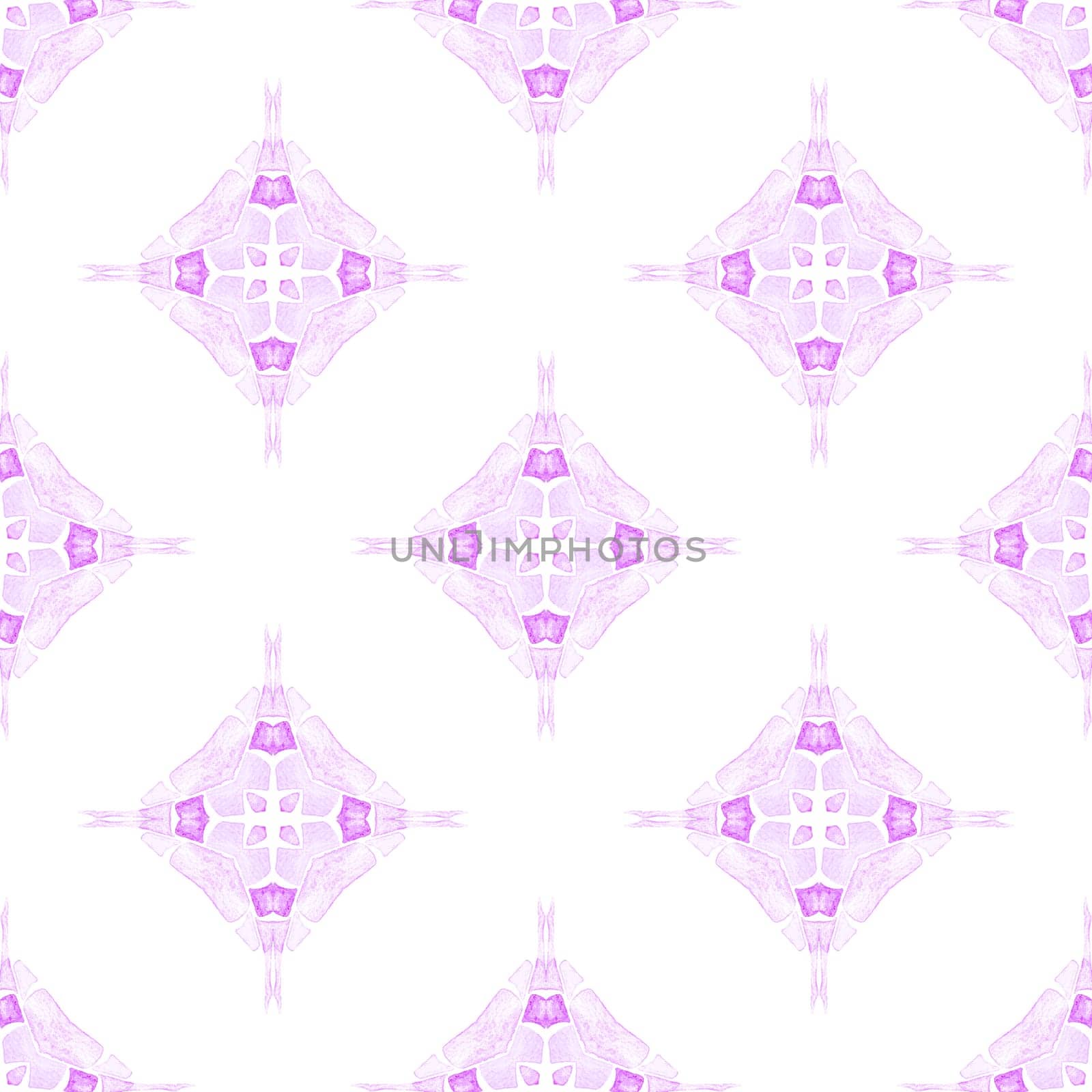 Watercolor medallion seamless border. Purple fabulous boho chic summer design. Medallion seamless pattern. Textile ready noteworthy print, swimwear fabric, wallpaper, wrapping.