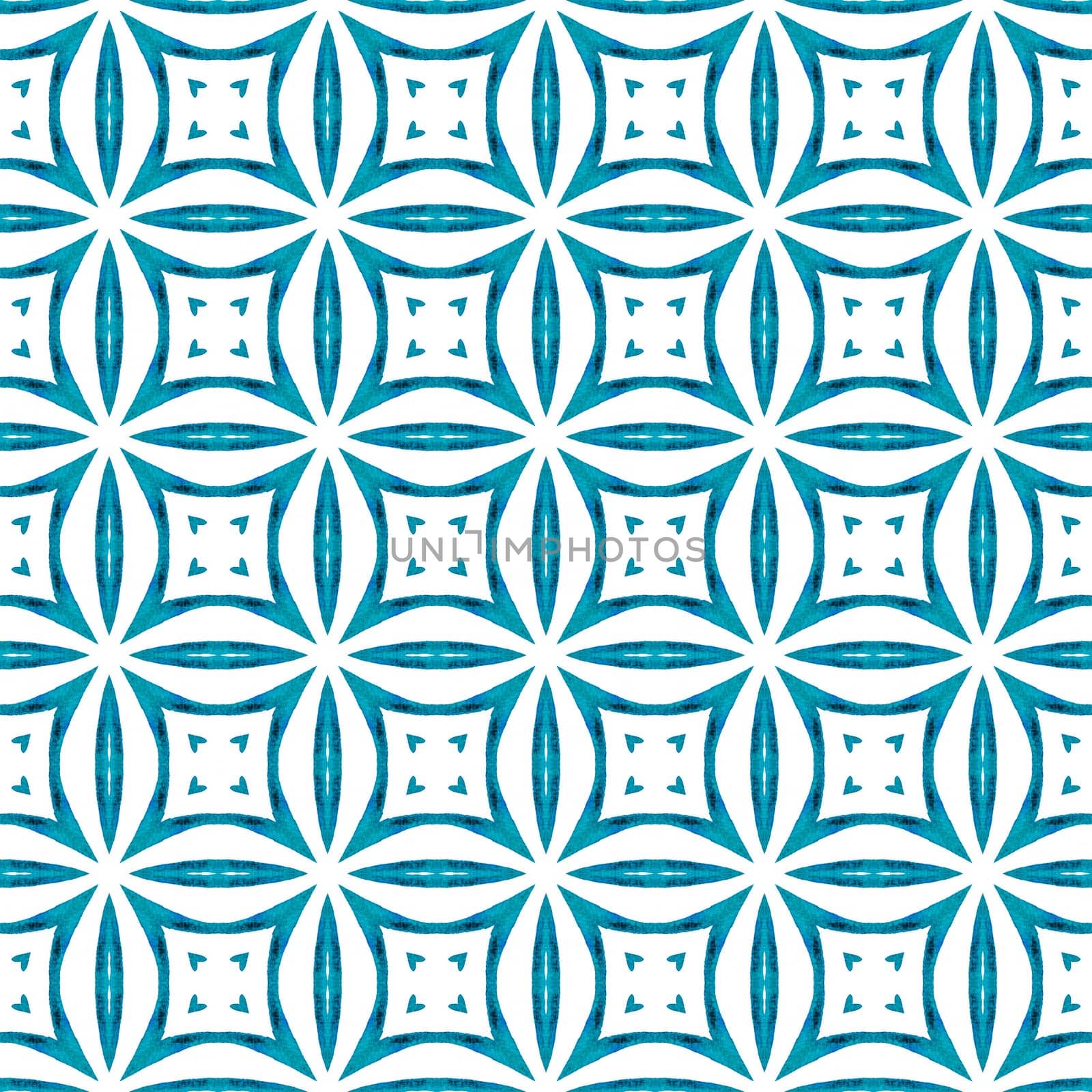 Chevron watercolor pattern. Blue attractive boho chic summer design. Green geometric chevron watercolor border. Textile ready remarkable print, swimwear fabric, wallpaper, wrapping.