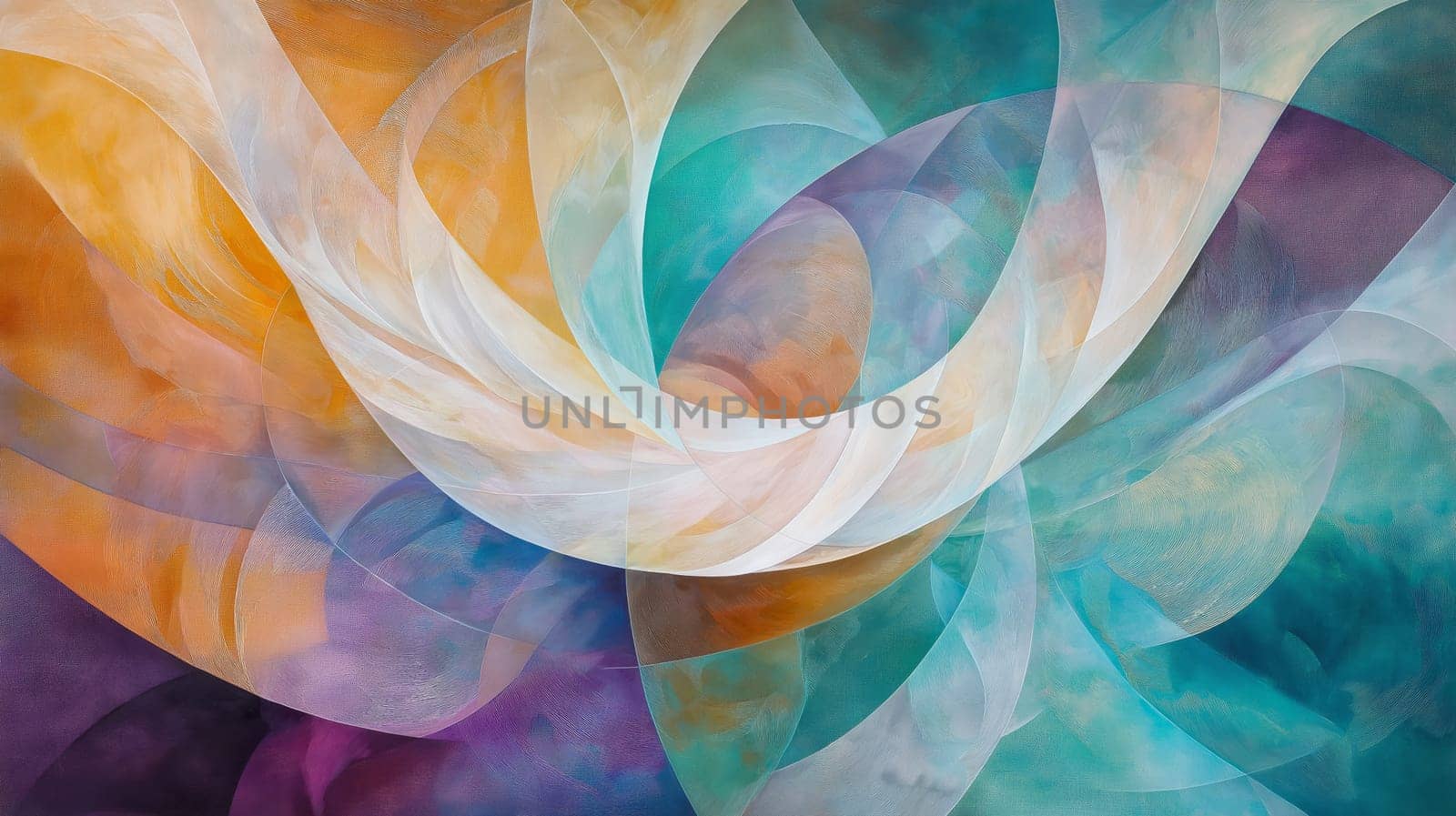 Dynamic abstract artwork featuring vibrant arrow-themed patterns. fluid swirls of blues, oranges, and purples radiate from a central line, creating a sense of movement and energy, ideal for contemporary decor or print.