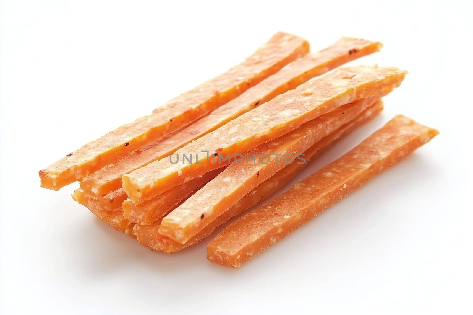 These crunchy sweet potato sticks are perfect for dogs, offering a healthy and tasty treat option. Ideal for training sessions or casual snacking.