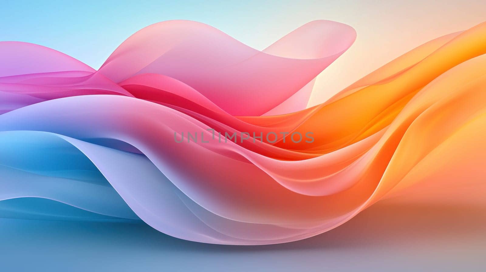 Soft gradient waves in vibrant colors create serene atmosphere.