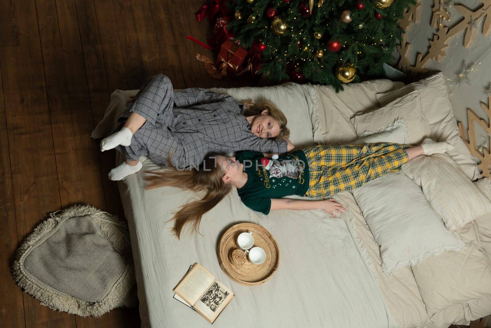 new man girl family gift couple fun happy celebration holiday positive tenderness year bed love