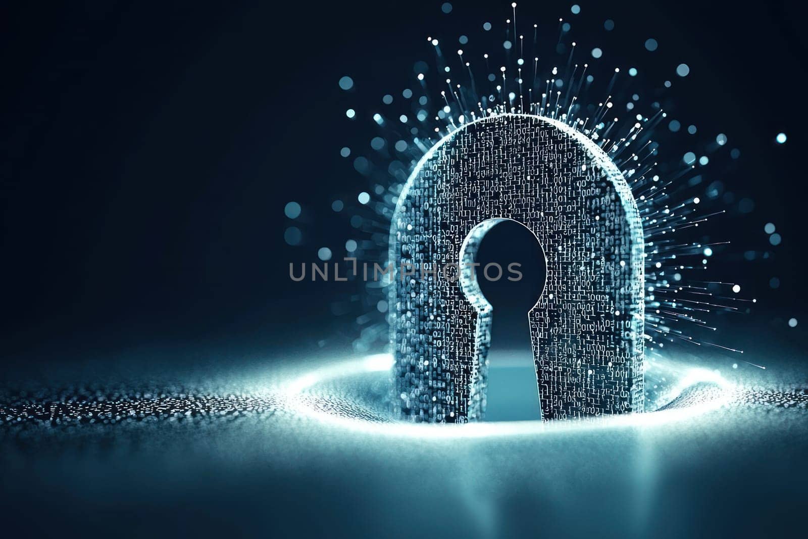 Digital padlock icon with keyhole, symbolizing security and protection.