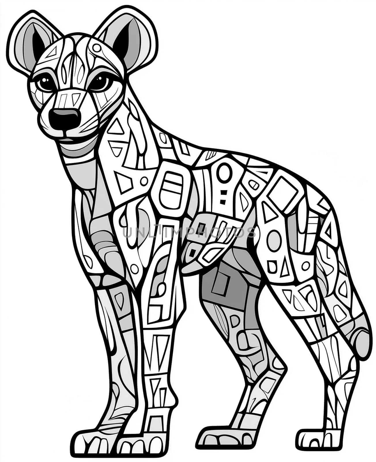 Coloring for kids, coloring animal hyena.