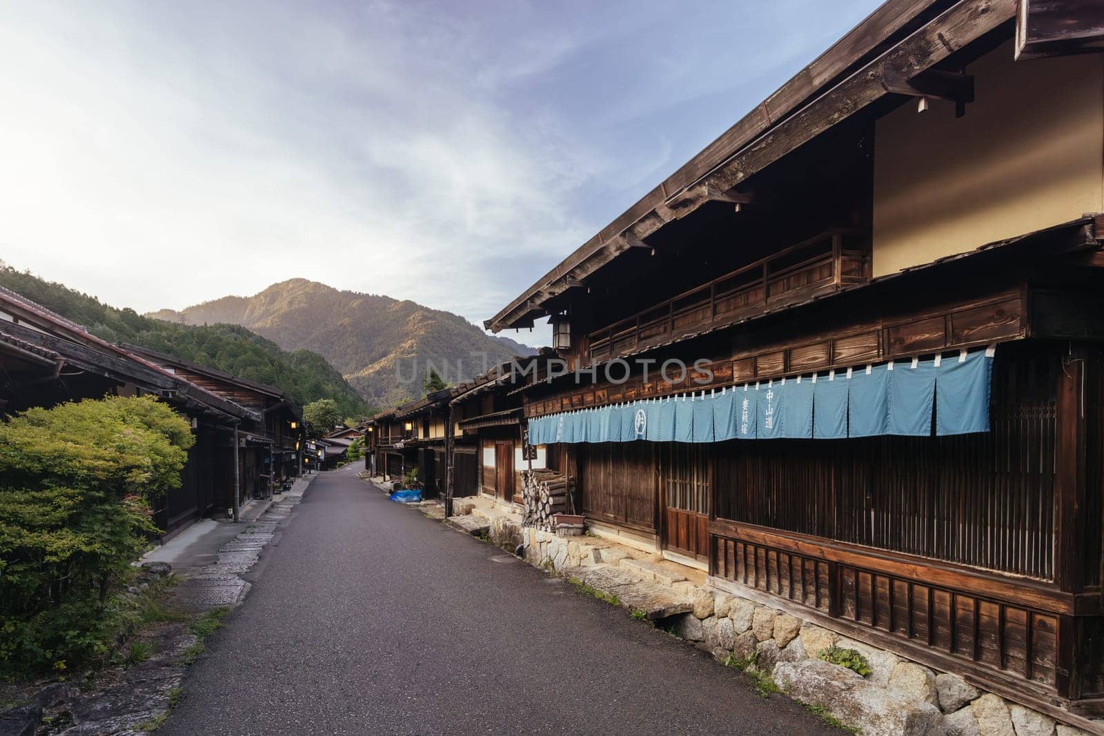 TSUMAGO, JAPAN - SEPTEMBER 20, 2024: The historic village of Tsumago at night in Gifu Prefecture near the town of Nakatsugawa in Japan