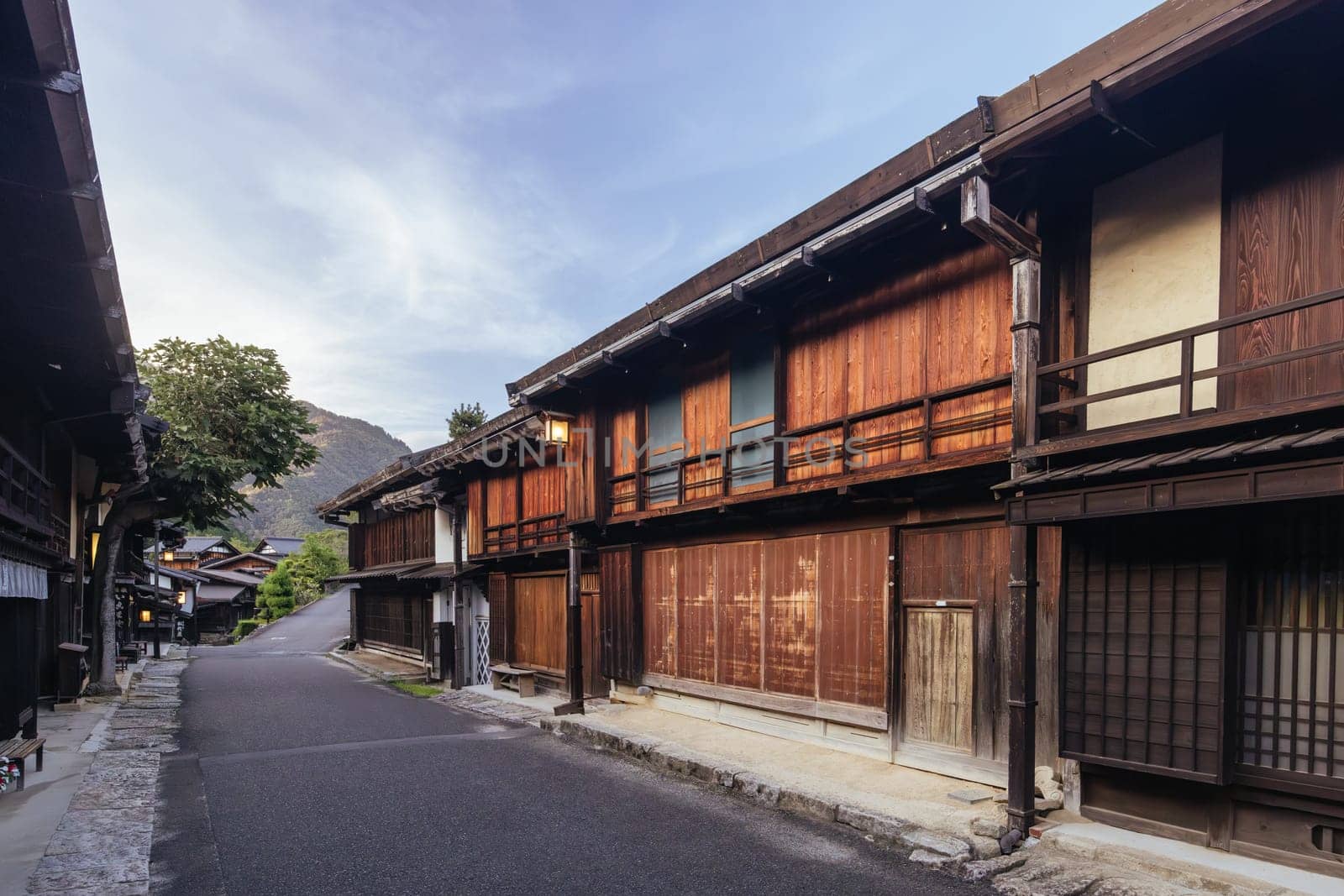 TSUMAGO, JAPAN - SEPTEMBER 20, 2024: The historic village of Tsumago at night in Gifu Prefecture near the town of Nakatsugawa in Japan