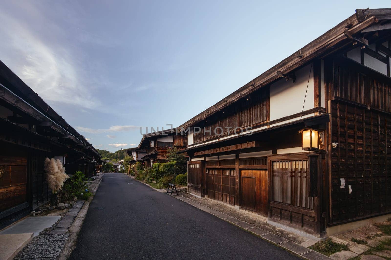 TSUMAGO, JAPAN - SEPTEMBER 20, 2024: The historic village of Tsumago at night in Gifu Prefecture near the town of Nakatsugawa in Japan