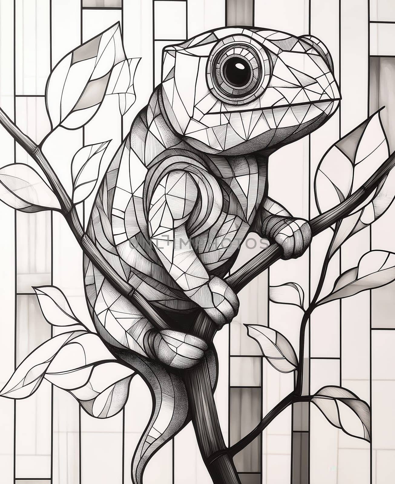 Coloring for kids, coloring animal chameleon