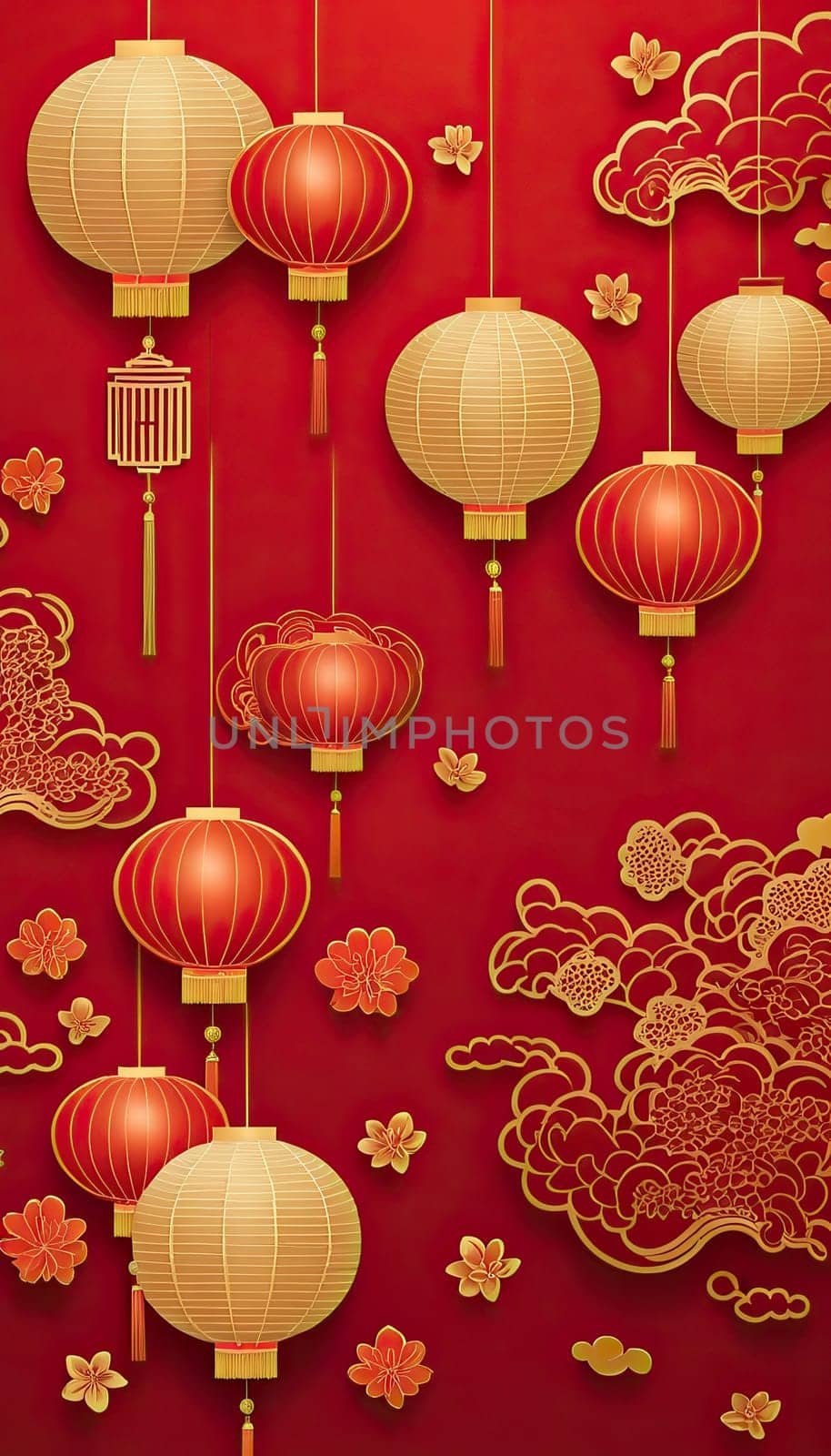 Red background for chinese new year celebrations and festive occasions.2025 year of the snake chinese new year. 3d render .Vertical picture, ideal forsocial media stories background. AI generated.
