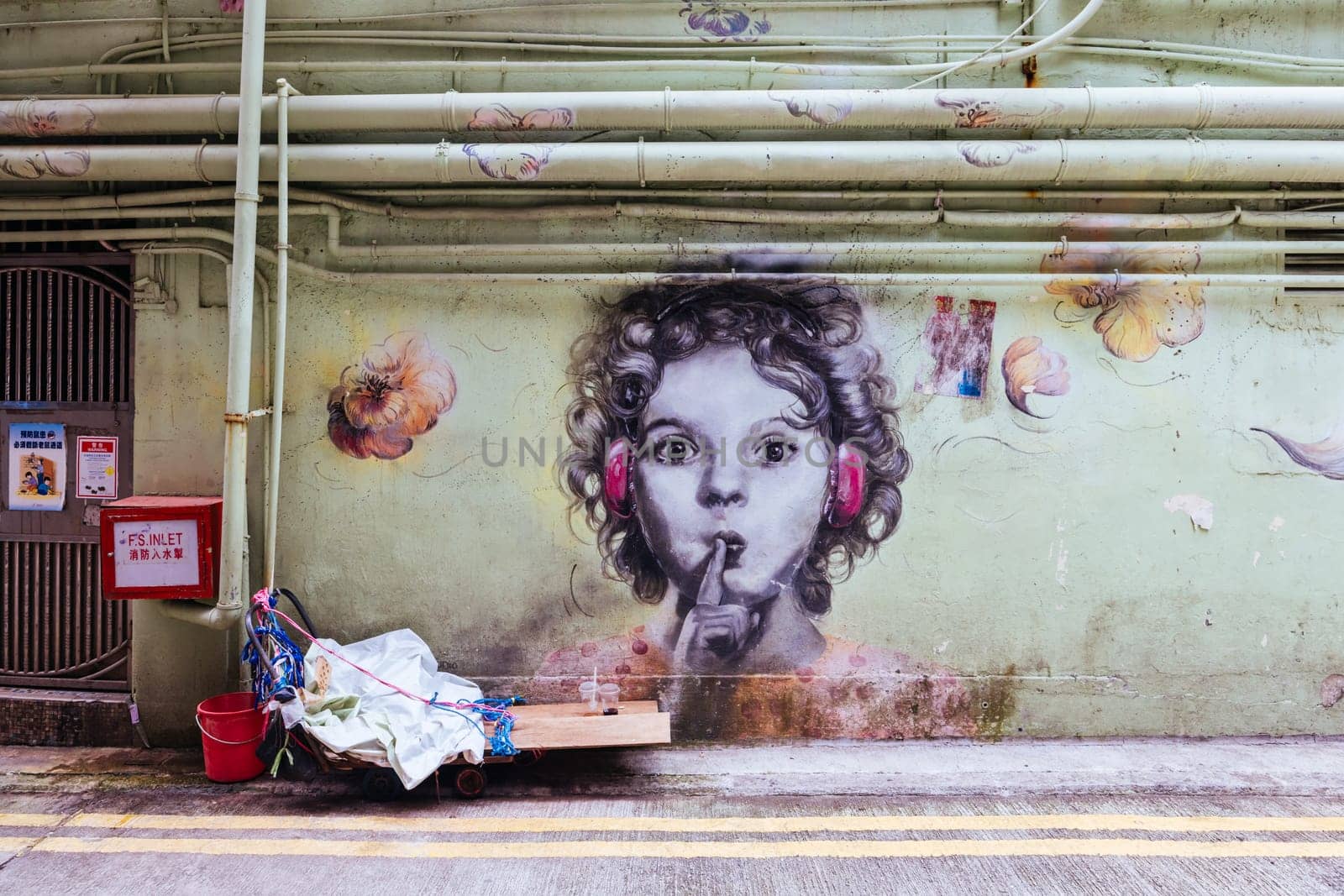 SAI YING PUN, HONG KONG - SEPTEMBER 28, 2024 - Sai Ying Pun's ARTLANE in Hong Kong on a cloudy autumn day.