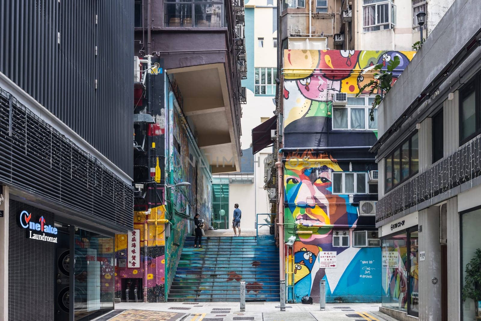 SAI YING PUN, HONG KONG - SEPTEMBER 28, 2024 - Sai Ying Pun's ARTLANE in Hong Kong on a cloudy autumn day.