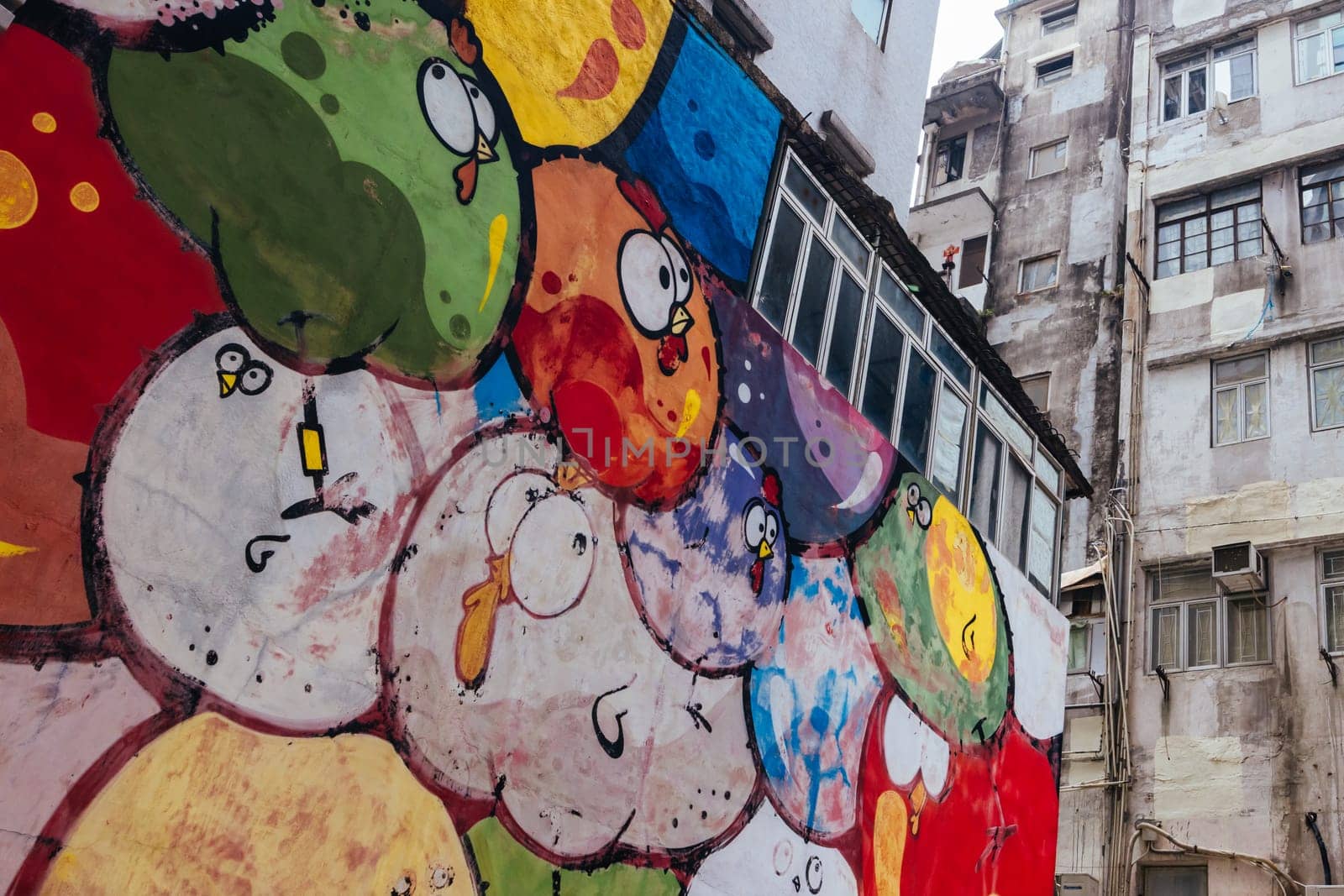 SAI YING PUN, HONG KONG - SEPTEMBER 28, 2024 - Sai Ying Pun's ARTLANE in Hong Kong on a cloudy autumn day.
