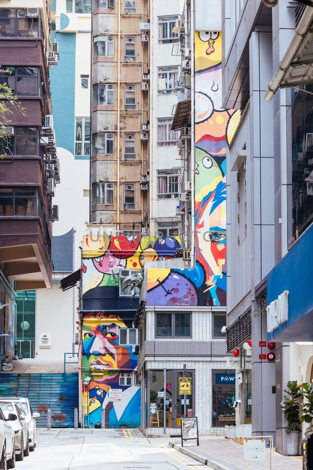 SAI YING PUN, HONG KONG - SEPTEMBER 28, 2024 - Sai Ying Pun's ARTLANE in Hong Kong on a cloudy autumn day.